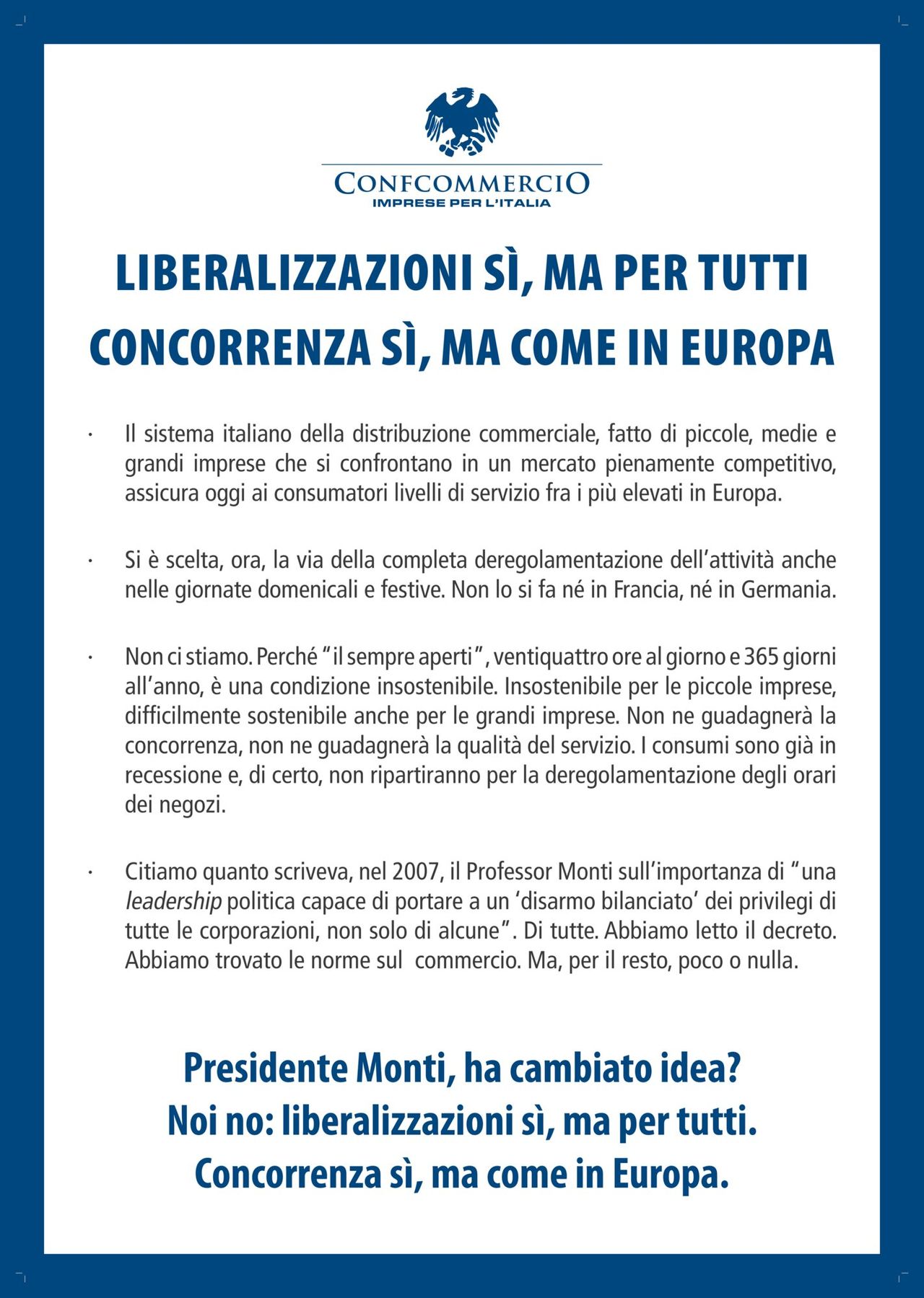 Volantino di Confcommercio contro il decreto "Salva-Italia"